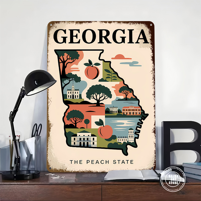 Georgia: Şeftali Eyaleti Resim - Custom Map Poster incelemesi ve fiyatı
